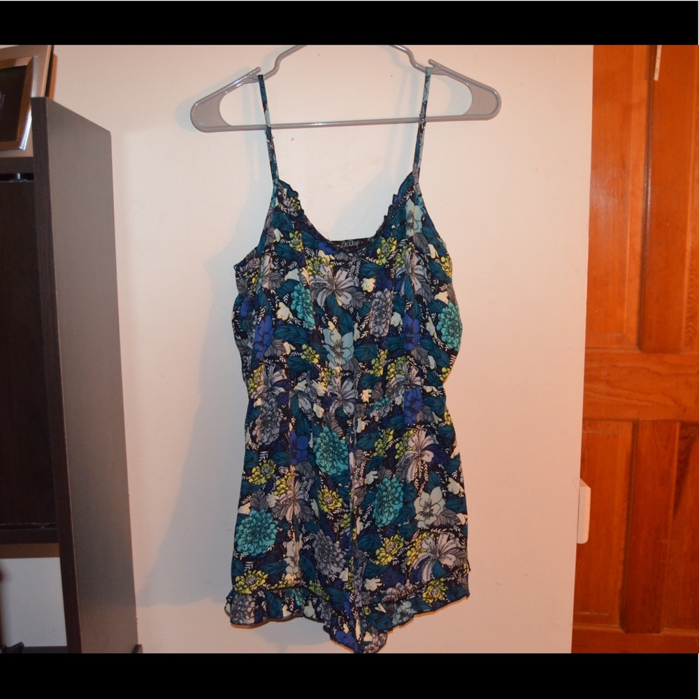 Blue & Green Floral Romper